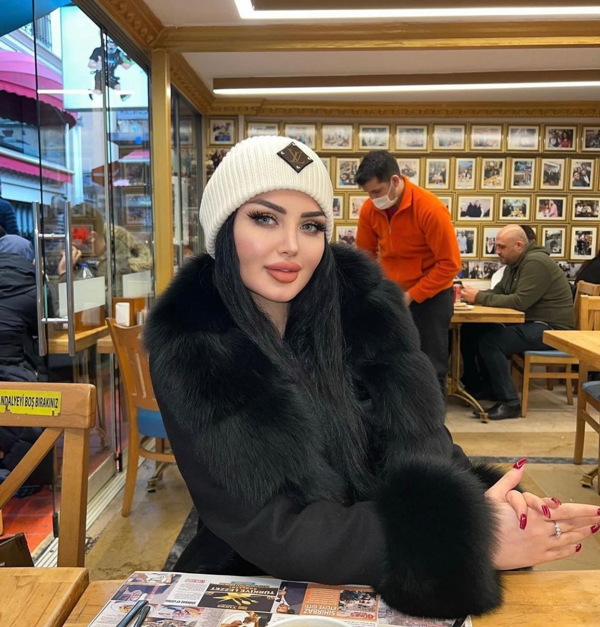 Royalty Cashmere Trench Coat With Fox Fur Collar