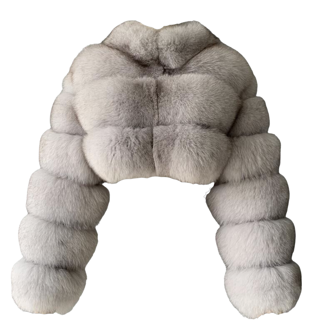 Two Tone White Cropped Bomber