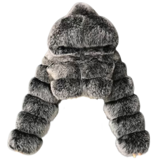 Two Tone Black Cropped Bomber