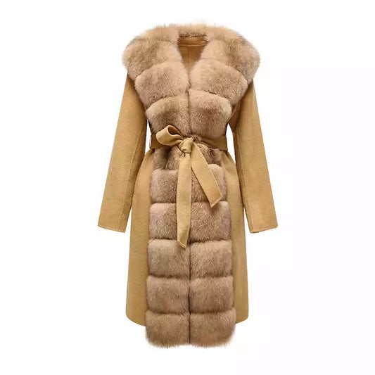 Bougie Barbie Cashmere Trench Coat With A Fox Fur Collar