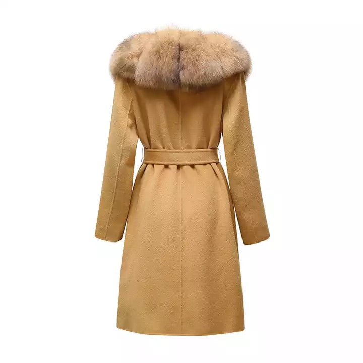 Bougie Barbie Cashmere Trench Coat With A Fox Fur Collar