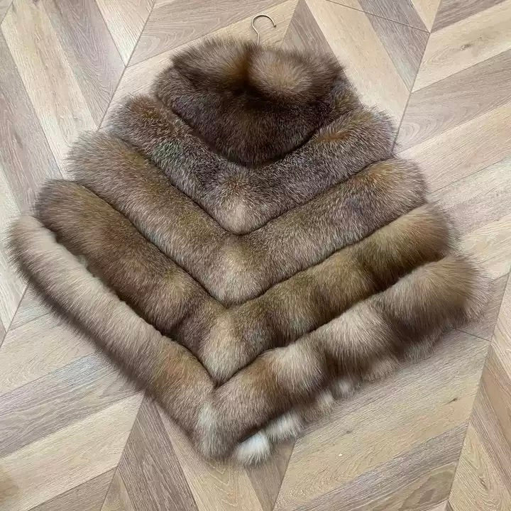 Blossom Fox Fur Poncho