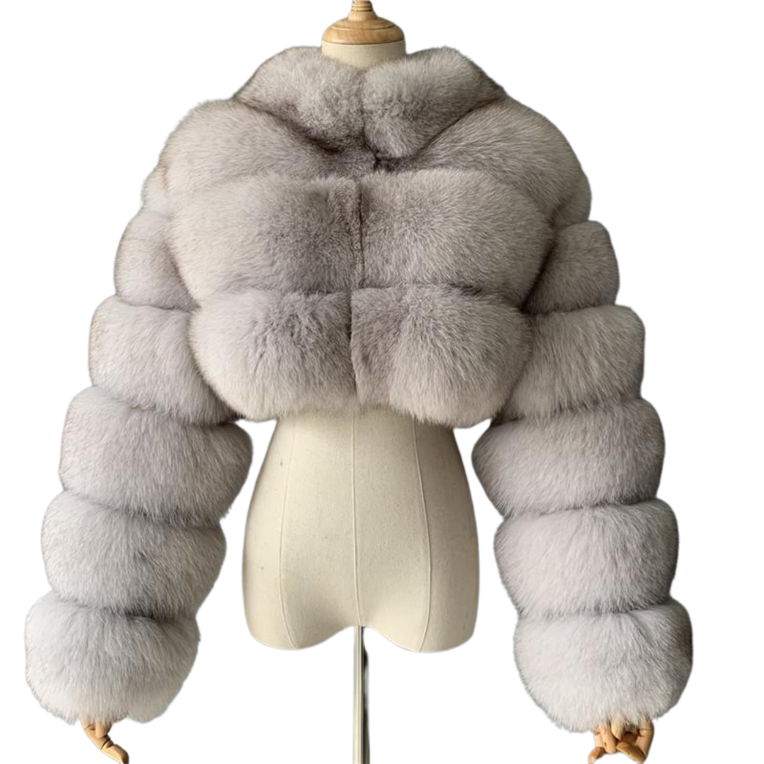 Two Tone White Cropped Bomber